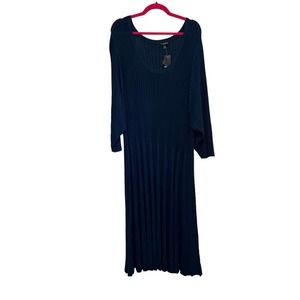 Torrid Blue Pleated 3/4 Sleeve Knit Sweater Dress sz 5 NWT